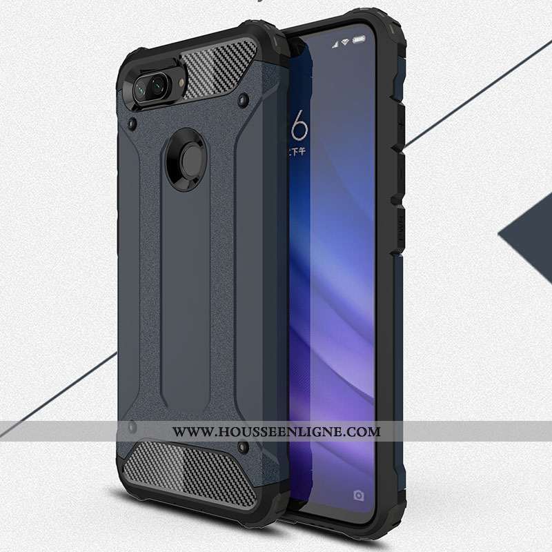 Coque Xiaomi Mi 8 Lite Fluide Doux Délavé En Daim Modèle Fleurie Difficile Bleu Jeunesse