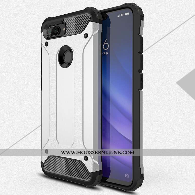 Coque Xiaomi Mi 8 Lite Fluide Doux Délavé En Daim Modèle Fleurie Difficile Bleu Jeunesse