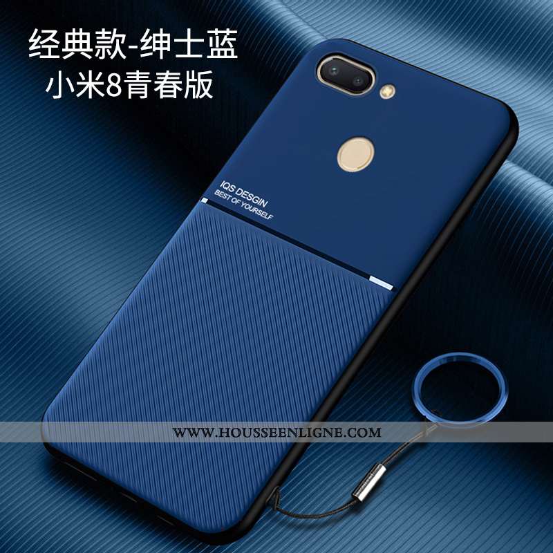 Coque Xiaomi Mi 8 Lite Modèle Fleurie Fluide Doux Personnalité Petit Jeunesse Protection Ultra Bleu