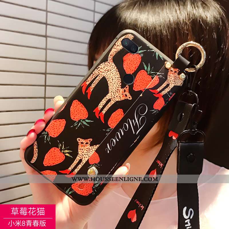 Coque Xiaomi Mi 8 Lite Personnalité Silicone Petit Noir Jeunesse Téléphone Portable