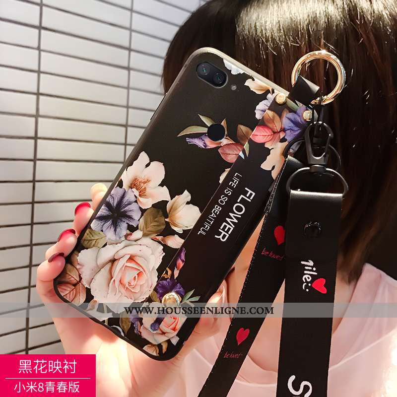 Coque Xiaomi Mi 8 Lite Personnalité Silicone Petit Noir Jeunesse Téléphone Portable