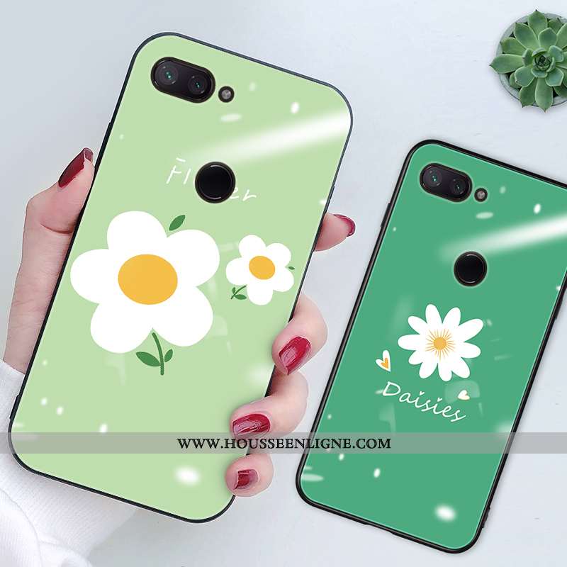 Coque Xiaomi Mi 8 Lite Verre Charmant Téléphone Portable Étui En Silicone Protection Incassable Vert