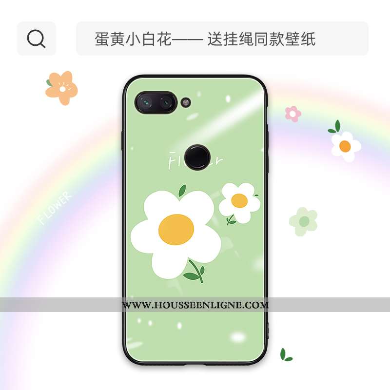 Coque Xiaomi Mi 8 Lite Verre Charmant Téléphone Portable Étui En Silicone Protection Incassable Vert