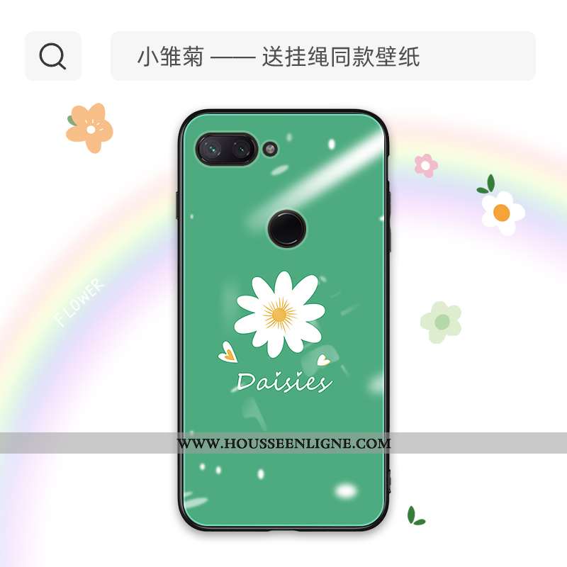 Coque Xiaomi Mi 8 Lite Verre Charmant Téléphone Portable Étui En Silicone Protection Incassable Vert