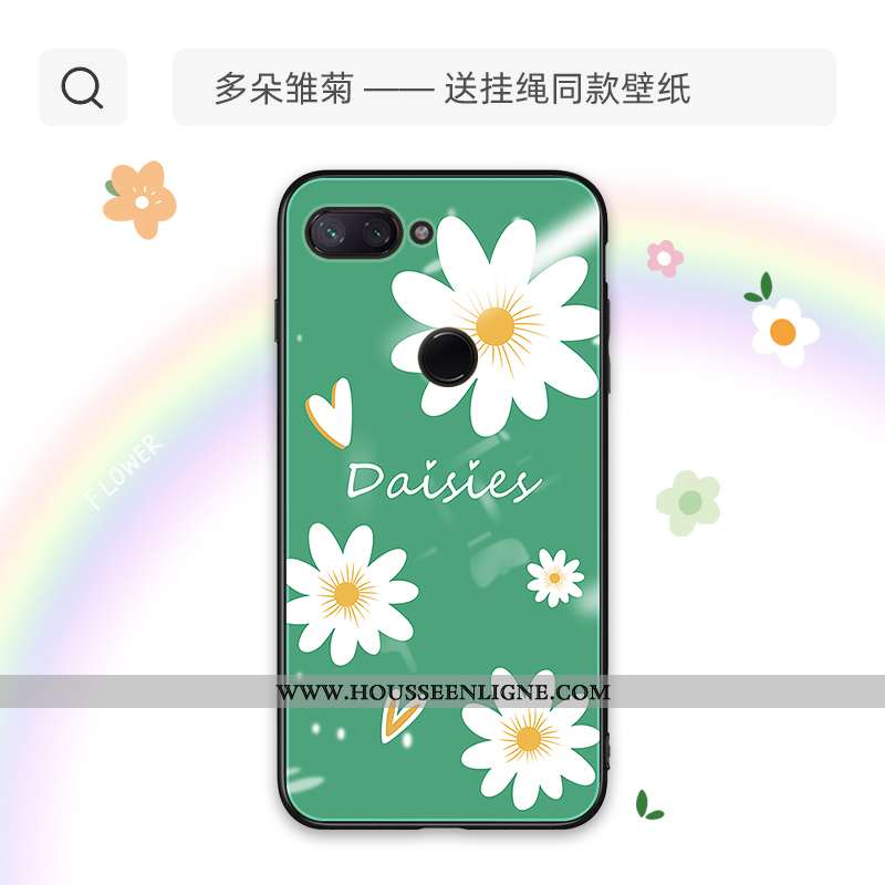 Coque Xiaomi Mi 8 Lite Verre Charmant Téléphone Portable Étui En Silicone Protection Incassable Vert