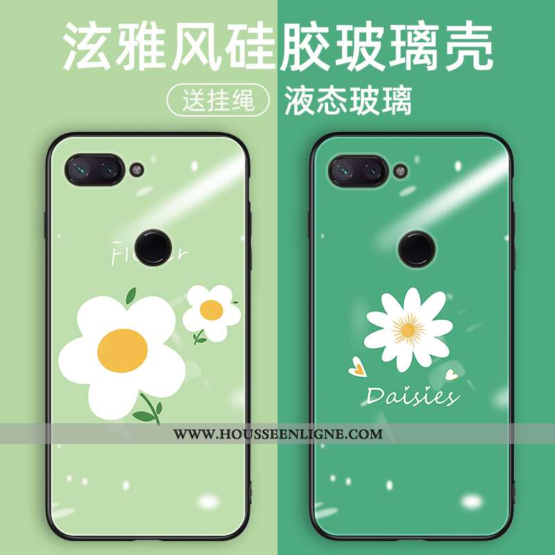 Coque Xiaomi Mi 8 Lite Verre Charmant Téléphone Portable Étui En Silicone Protection Incassable Vert
