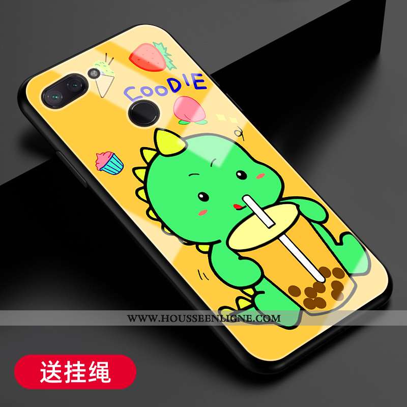 Coque Xiaomi Mi 8 Lite Verre Fluide Doux Silicone Petit Net Rouge Étui Simple Jaune