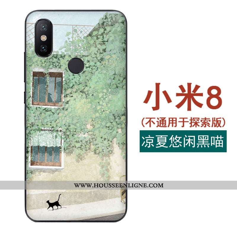 Coque Xiaomi Mi 8 Modèle Fleurie Fluide Doux Rouge Tout Compris Vent Téléphone Portable Petit Verte
