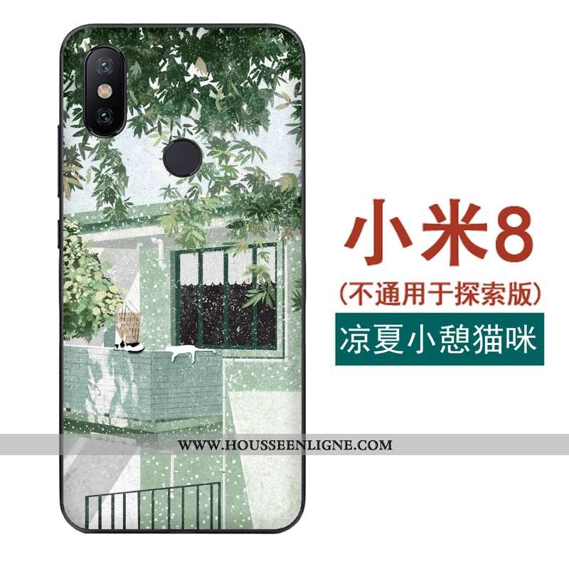 Coque Xiaomi Mi 8 Modèle Fleurie Fluide Doux Rouge Tout Compris Vent Téléphone Portable Petit Verte