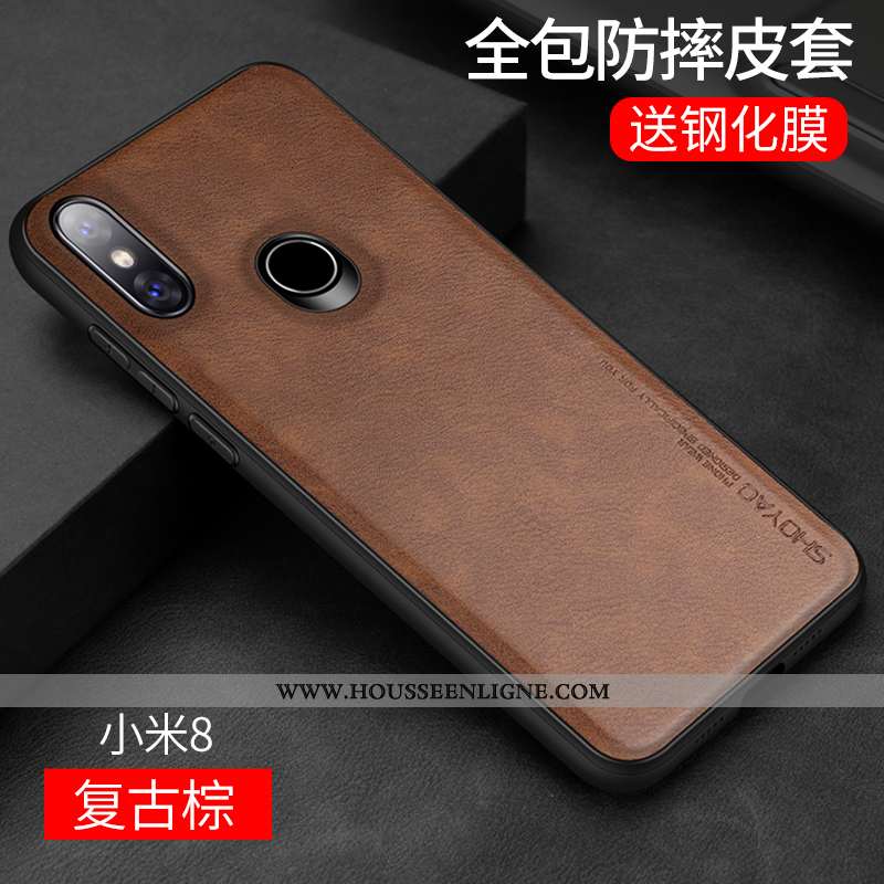 Coque Xiaomi Mi 8 Modèle Fleurie Protection Tout Compris Créatif Jeunesse Simple Petit Noir