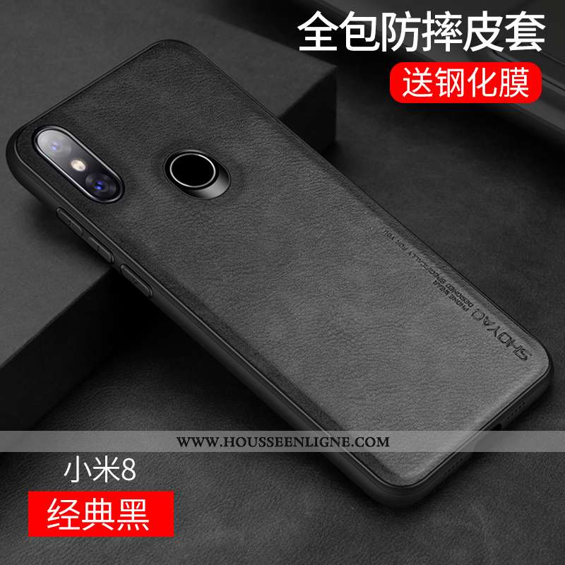 Coque Xiaomi Mi 8 Modèle Fleurie Protection Tout Compris Créatif Jeunesse Simple Petit Noir
