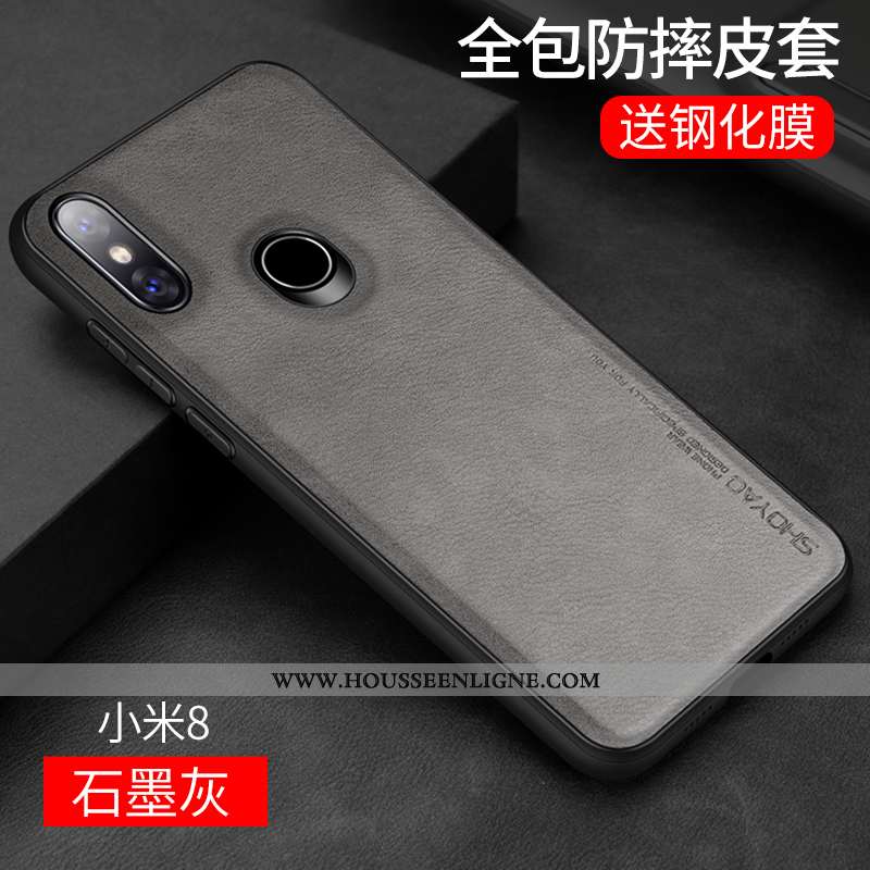 Coque Xiaomi Mi 8 Modèle Fleurie Protection Tout Compris Créatif Jeunesse Simple Petit Noir