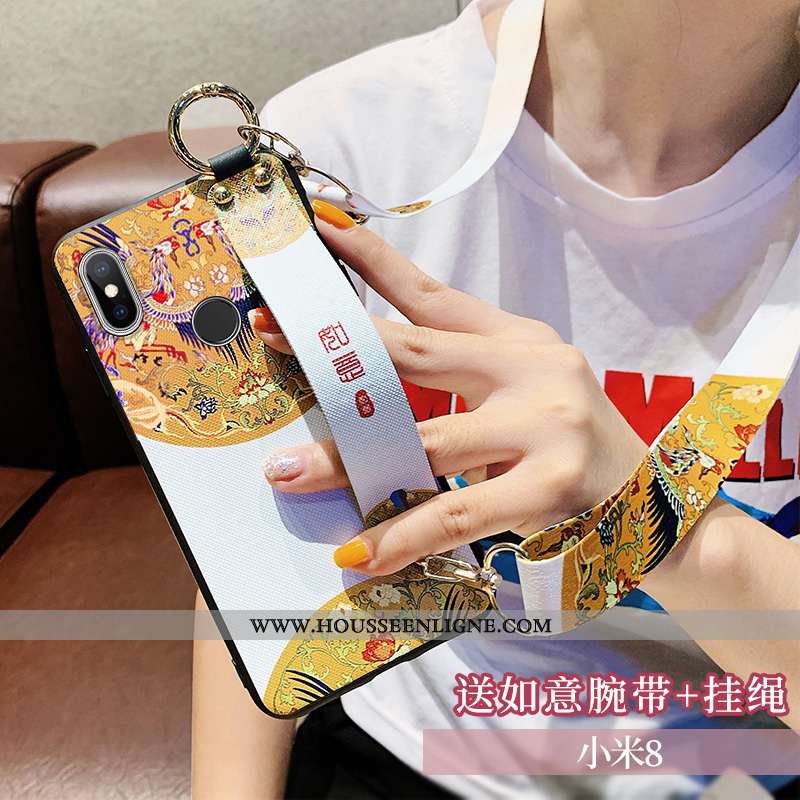 Coque Xiaomi Mi 8 Ornements Suspendus Cou Suspendu Silicone Rose Style Chinois Jeunesse Net Rouge
