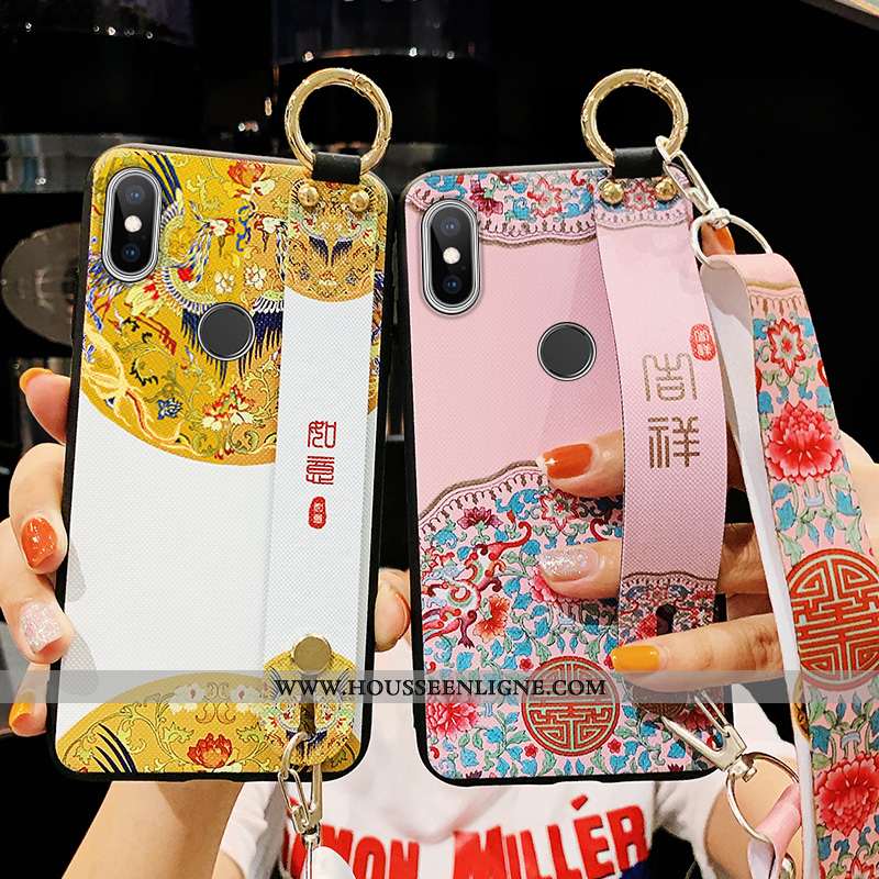 Coque Xiaomi Mi 8 Ornements Suspendus Cou Suspendu Silicone Rose Style Chinois Jeunesse Net Rouge