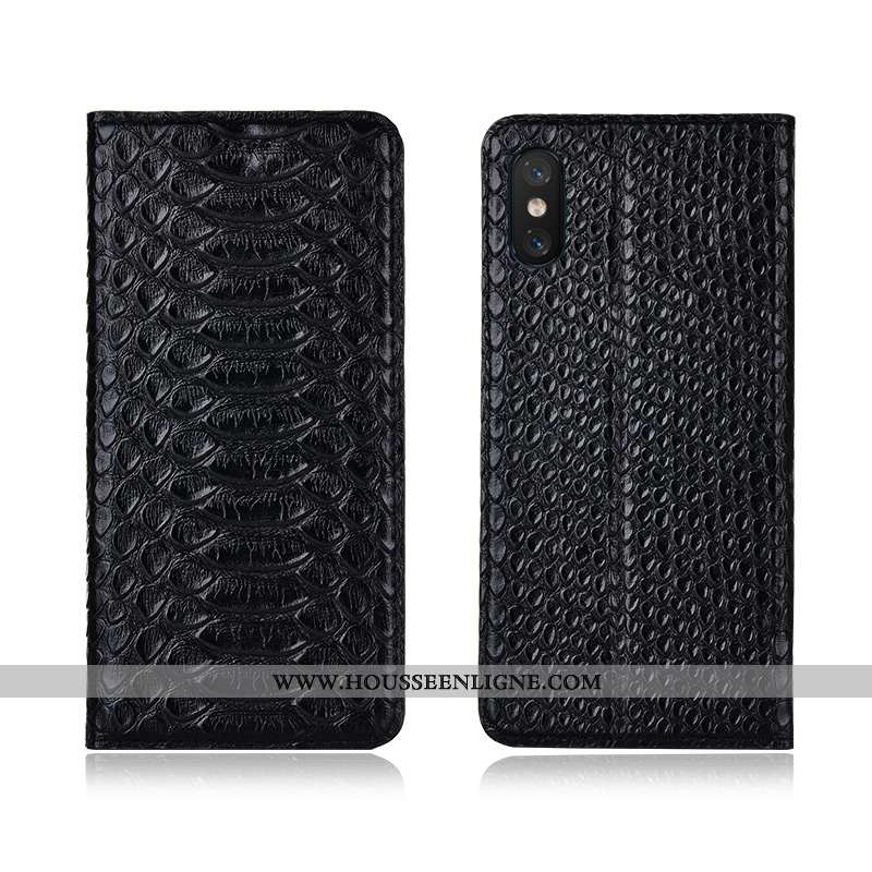 Coque Xiaomi Mi 8 Pro Cuir Véritable Cuir Nouveau Incassable Fluide Doux Modèle Fleurie Noir