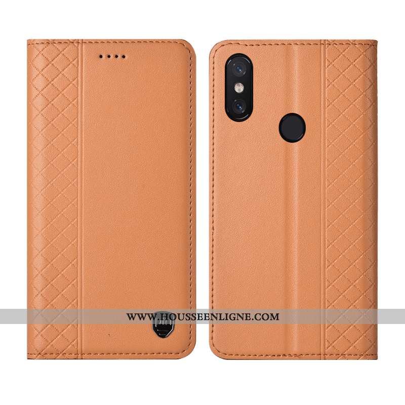 Coque Xiaomi Mi 8 Pro Modèle Fleurie Cuir Véritable Petit Étui Incassable Jaune Jeunesse