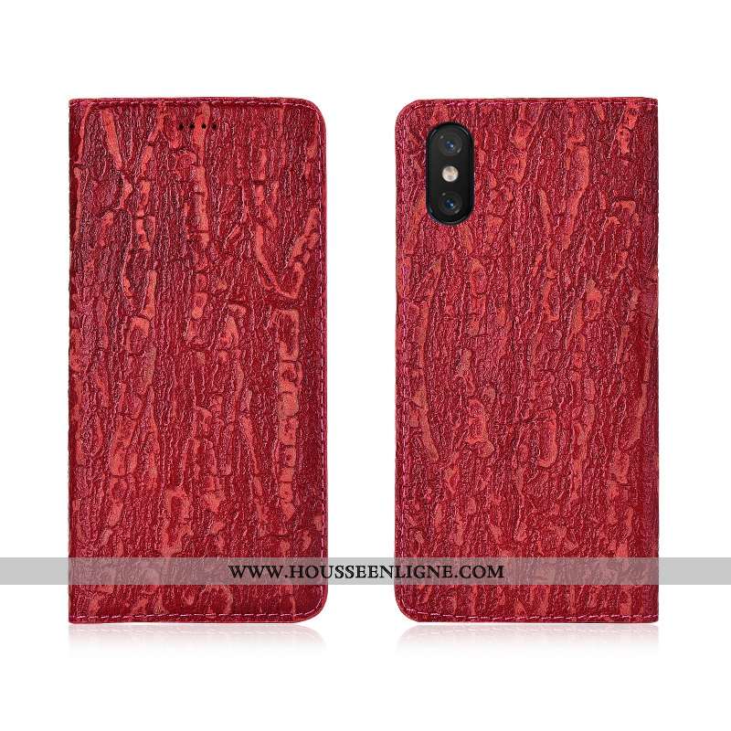 Coque Xiaomi Mi 8 Pro Protection Cuir Véritable Silicone Petit Bleu Arbres Cuir