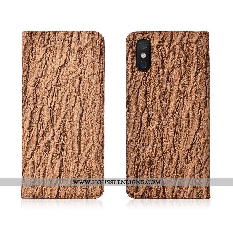 Coque Xiaomi Mi 8 Pro Protection Cuir Véritable Silicone Petit Bleu Arbres Cuir