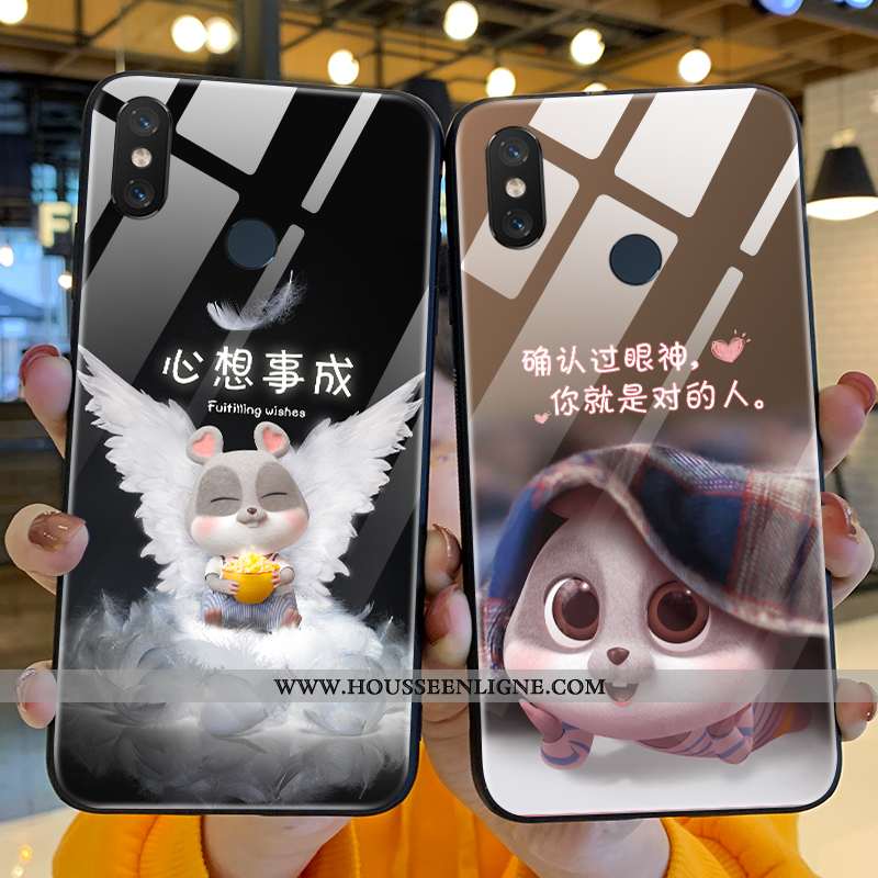 Coque Xiaomi Mi 8 Pro Transparent Dessin Animé Rouge Téléphone Portable Protection Verre