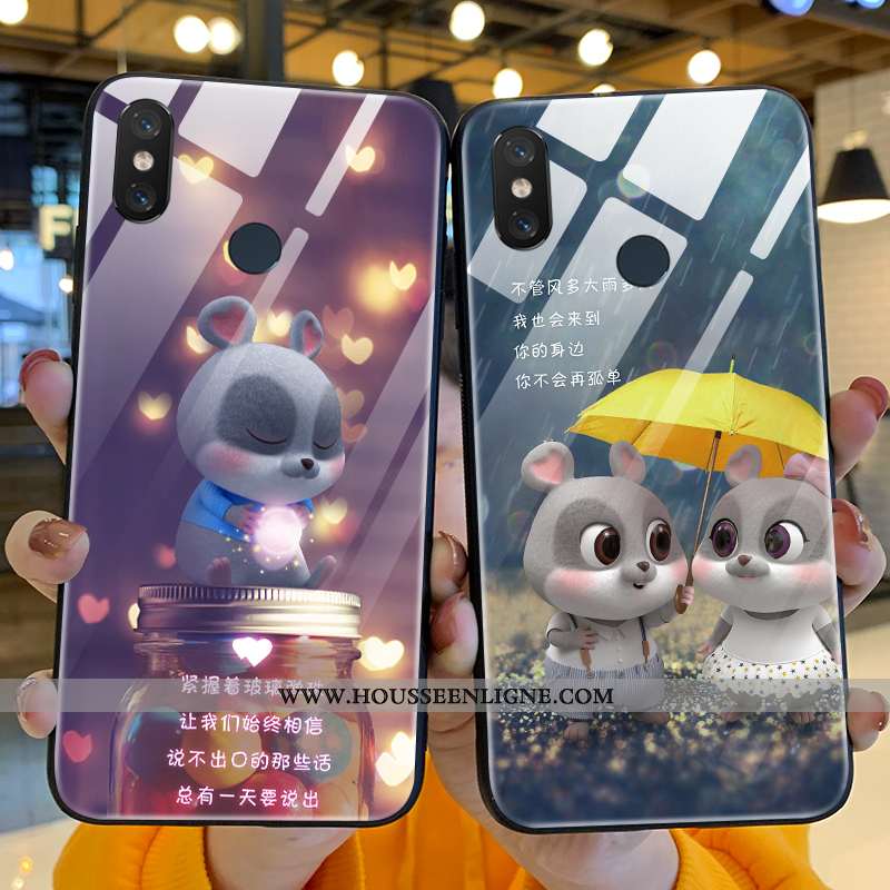 Coque Xiaomi Mi 8 Pro Transparent Dessin Animé Rouge Téléphone Portable Protection Verre