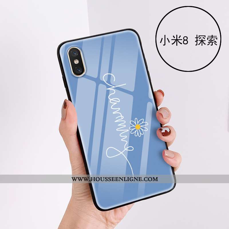 Coque Xiaomi Mi 8 Pro Verre Charmant Floral Petit Jeunesse Modèle Fleurie Rose
