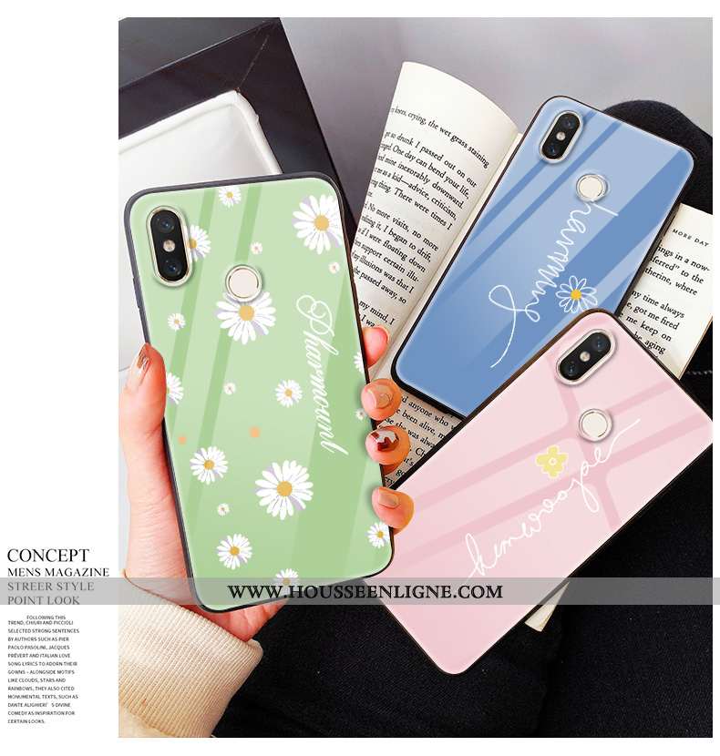 Coque Xiaomi Mi 8 Pro Verre Charmant Floral Petit Jeunesse Modèle Fleurie Rose