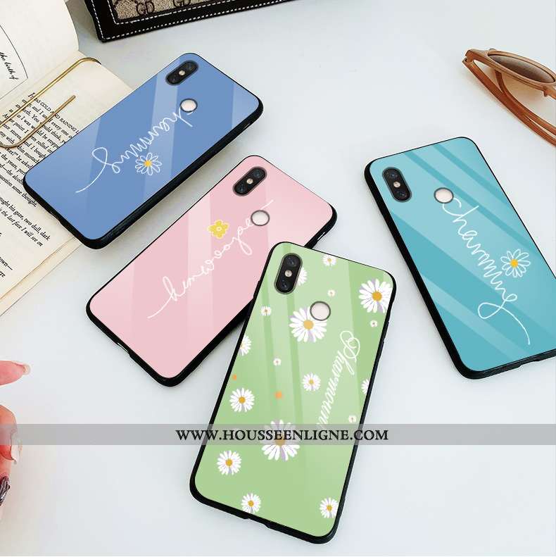 Coque Xiaomi Mi 8 Pro Verre Charmant Floral Petit Jeunesse Modèle Fleurie Rose