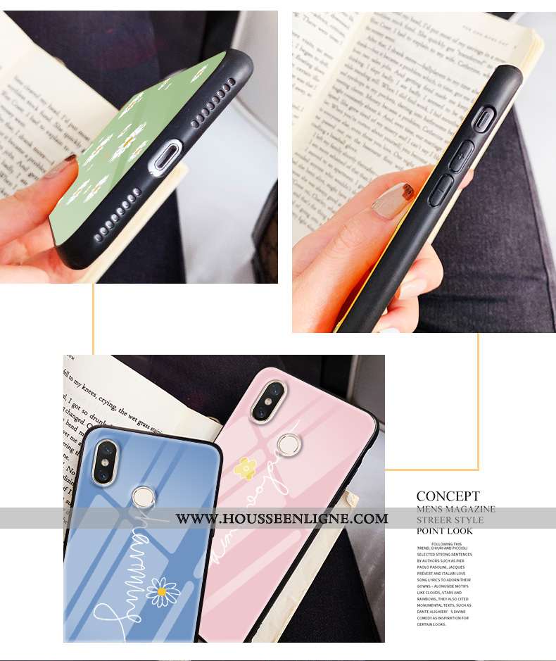 Coque Xiaomi Mi 8 Pro Verre Charmant Floral Petit Jeunesse Modèle Fleurie Rose