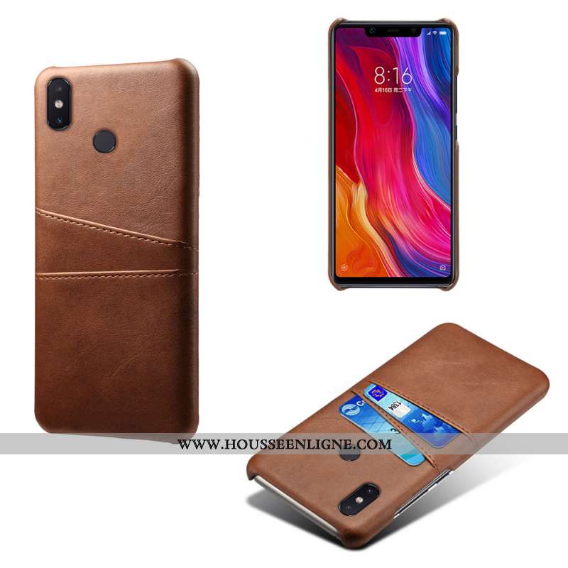 Coque Xiaomi Mi 8 Protection Cuir Business Jeunesse Luxe Étui Marron