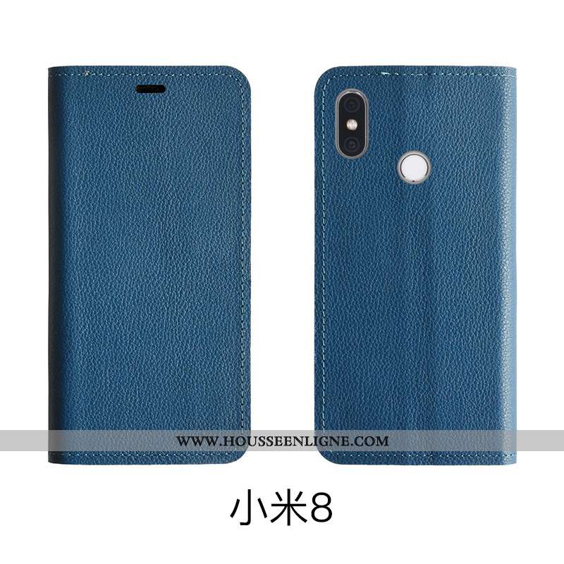 Coque Xiaomi Mi 8 Protection Cuir Véritable Étui Rouge Modèle Fleurie Housse Rose