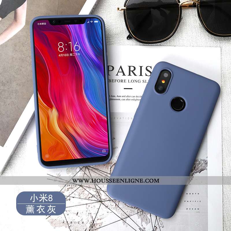Coque Xiaomi Mi 8 Silicone Fluide Doux Rouge Petit Bleu Téléphone Portable