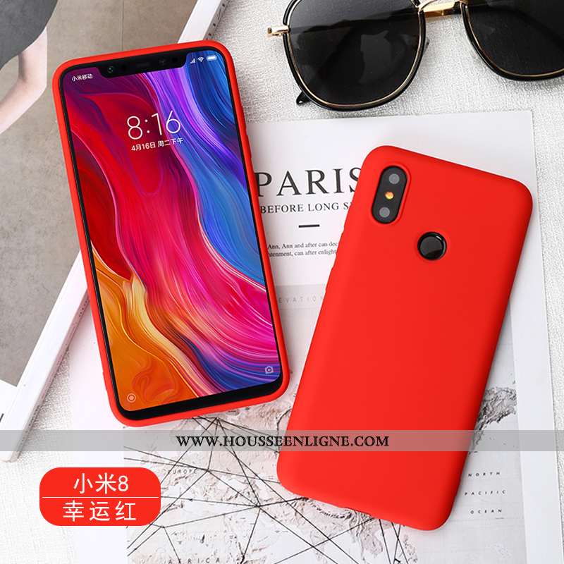 Coque Xiaomi Mi 8 Silicone Fluide Doux Rouge Petit Bleu Téléphone Portable