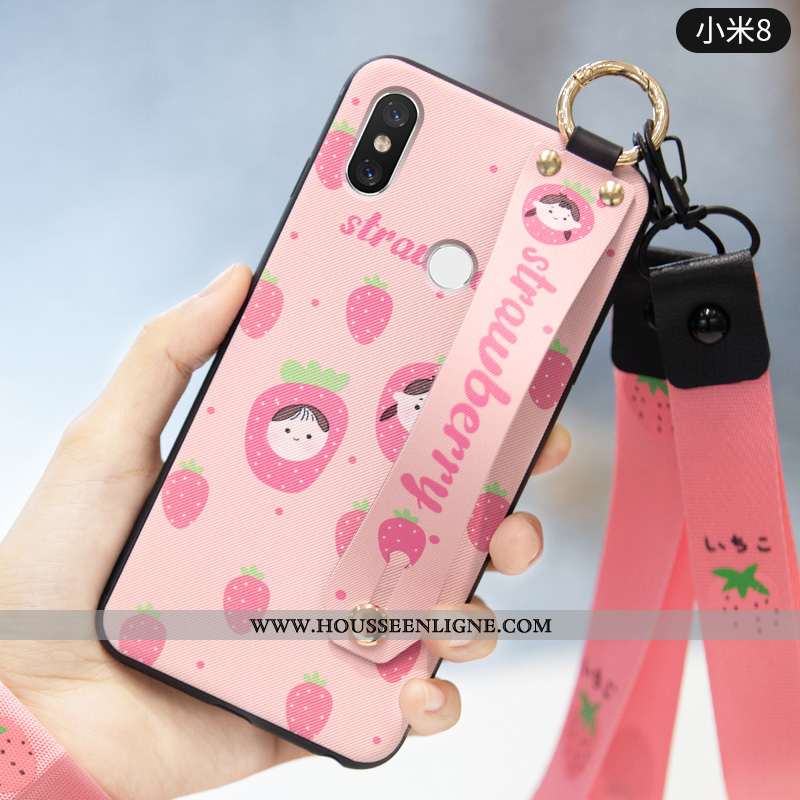 Coque Xiaomi Mi 8 Silicone Protection Téléphone Portable Fruit Fraise Incassable Cœur Verte