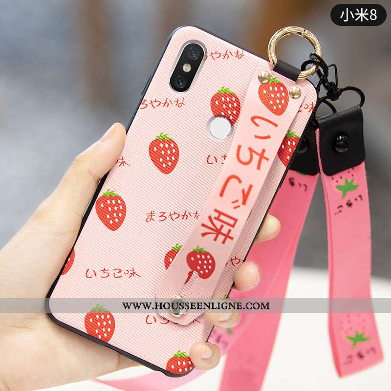 Coque Xiaomi Mi 8 Silicone Protection Téléphone Portable Fruit Fraise Incassable Cœur Verte