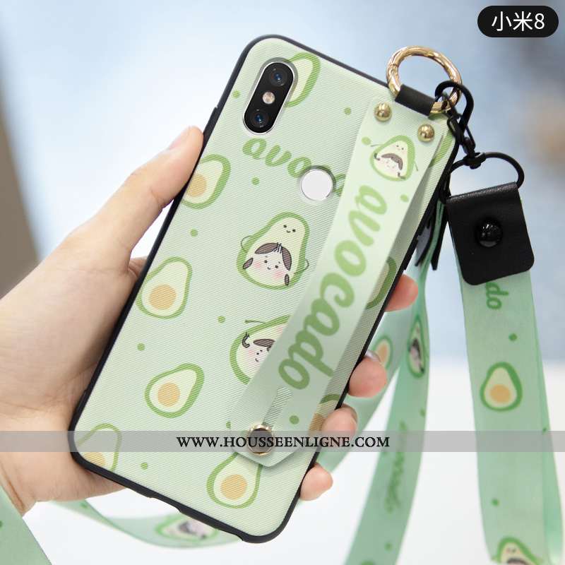 Coque Xiaomi Mi 8 Silicone Protection Téléphone Portable Fruit Fraise Incassable Cœur Verte