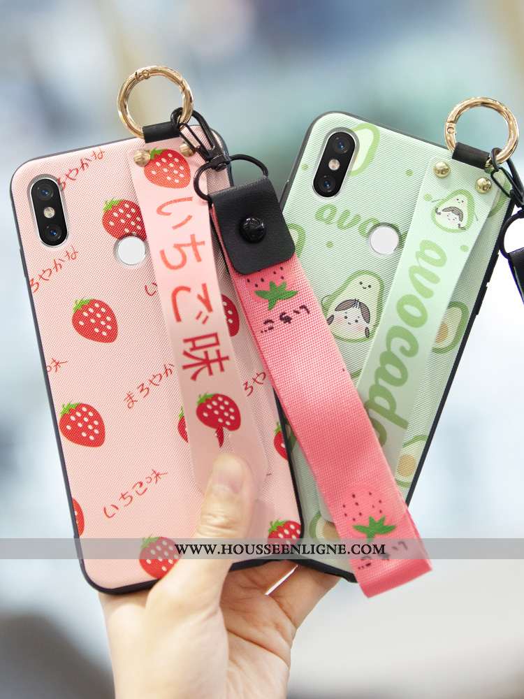 Coque Xiaomi Mi 8 Silicone Protection Téléphone Portable Fruit Fraise Incassable Cœur Verte