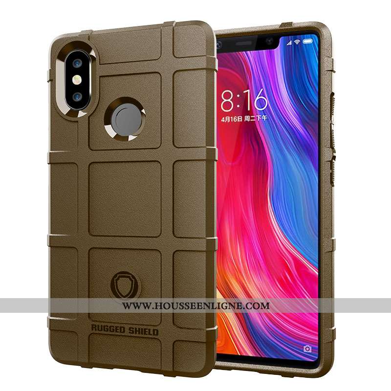 Coque Xiaomi Mi 8 Tendance Fluide Doux Tout Compris Protection Étui Petit Téléphone Portable Marron