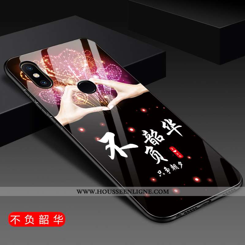 Coque Xiaomi Mi 8 Verre Ornements Suspendus Protection Petit Bleu Silicone