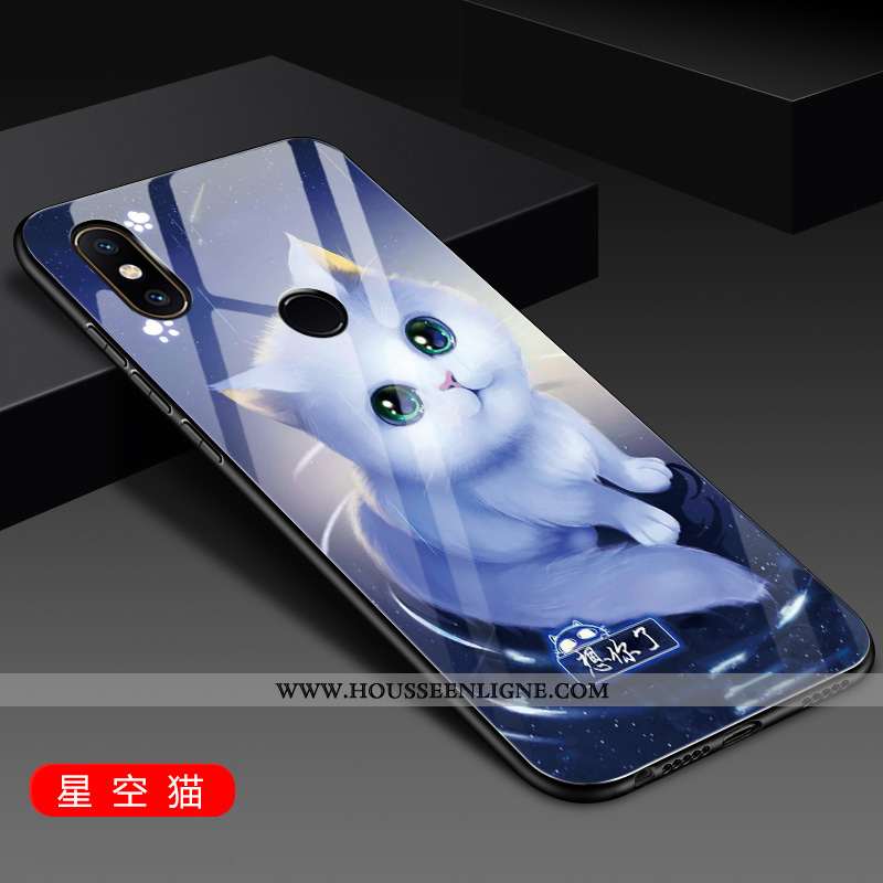 Coque Xiaomi Mi 8 Verre Ornements Suspendus Protection Petit Bleu Silicone