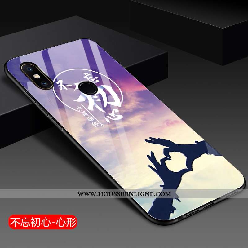 Coque Xiaomi Mi 8 Verre Ornements Suspendus Protection Petit Bleu Silicone