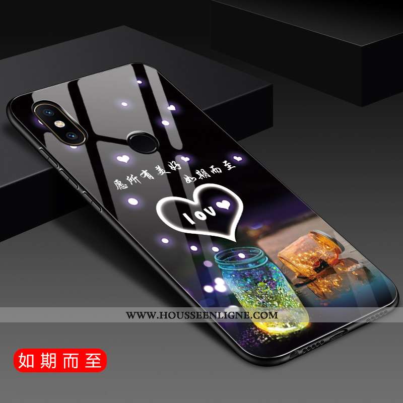 Coque Xiaomi Mi 8 Verre Ornements Suspendus Protection Petit Bleu Silicone