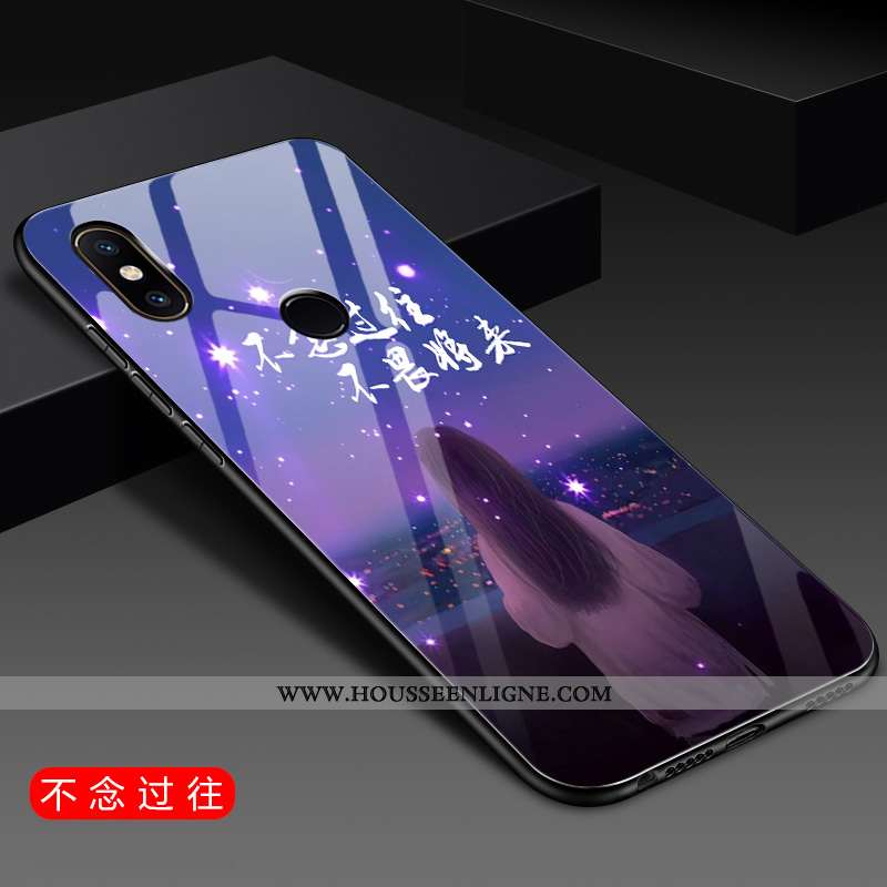 Coque Xiaomi Mi 8 Verre Ornements Suspendus Protection Petit Bleu Silicone