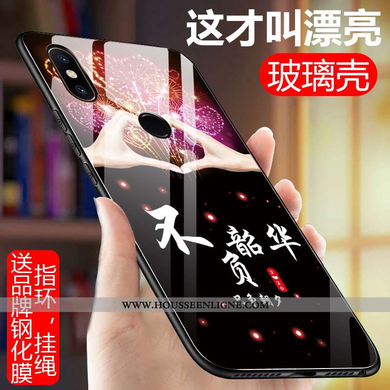 Coque Xiaomi Mi 8 Verre Ornements Suspendus Protection Petit Bleu Silicone