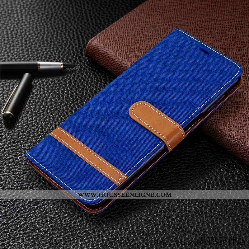 Coque Xiaomi Mi 9 Cuir En Denim Bleu Marin Business Rouge Téléphone Portable Bleu Foncé