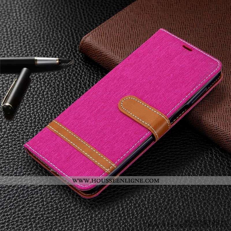 Coque Xiaomi Mi 9 Cuir En Denim Bleu Marin Business Rouge Téléphone Portable Bleu Foncé