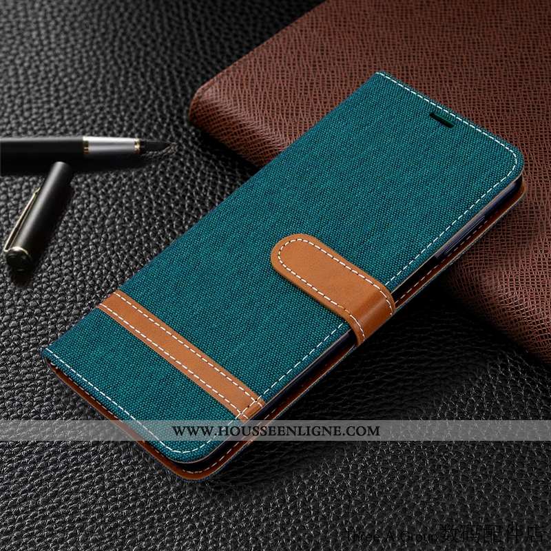Coque Xiaomi Mi 9 Cuir En Denim Bleu Marin Business Rouge Téléphone Portable Bleu Foncé