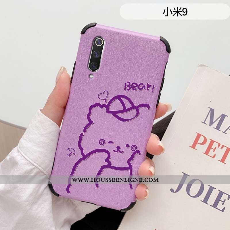 Coque Xiaomi Mi 9 Cuir Fluide Doux Transparent Légère Silicone Créatif Protection Violet