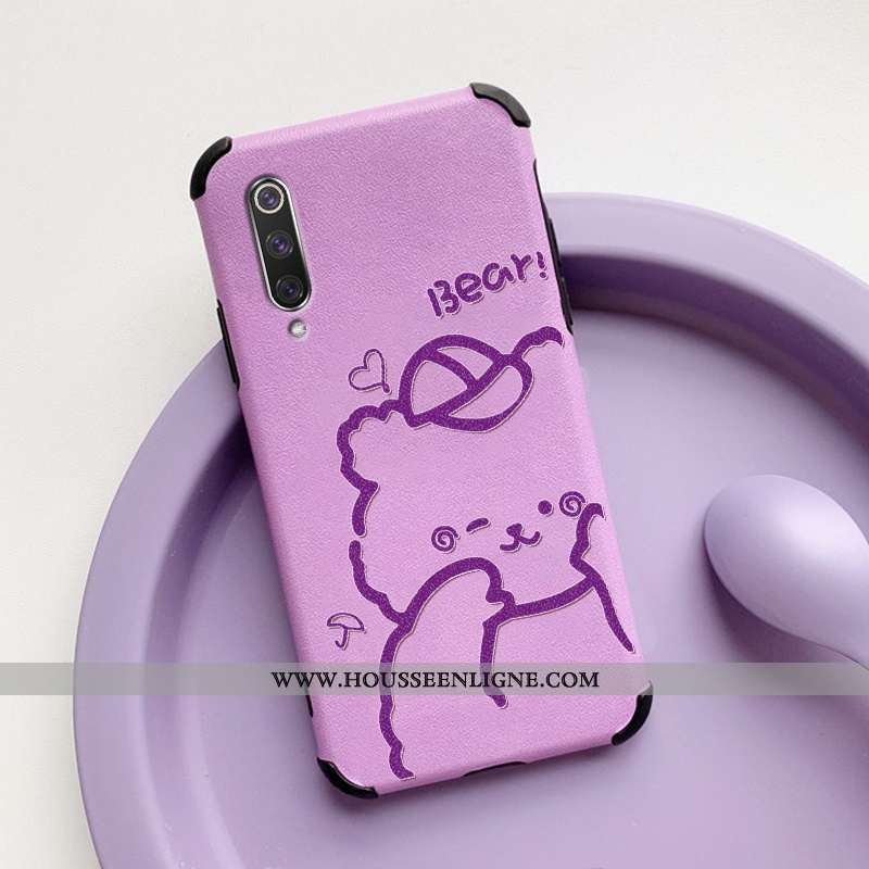 Coque Xiaomi Mi 9 Cuir Fluide Doux Transparent Légère Silicone Créatif Protection Violet
