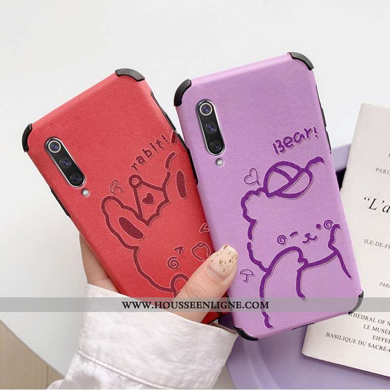 Coque Xiaomi Mi 9 Cuir Fluide Doux Transparent Légère Silicone Créatif Protection Violet