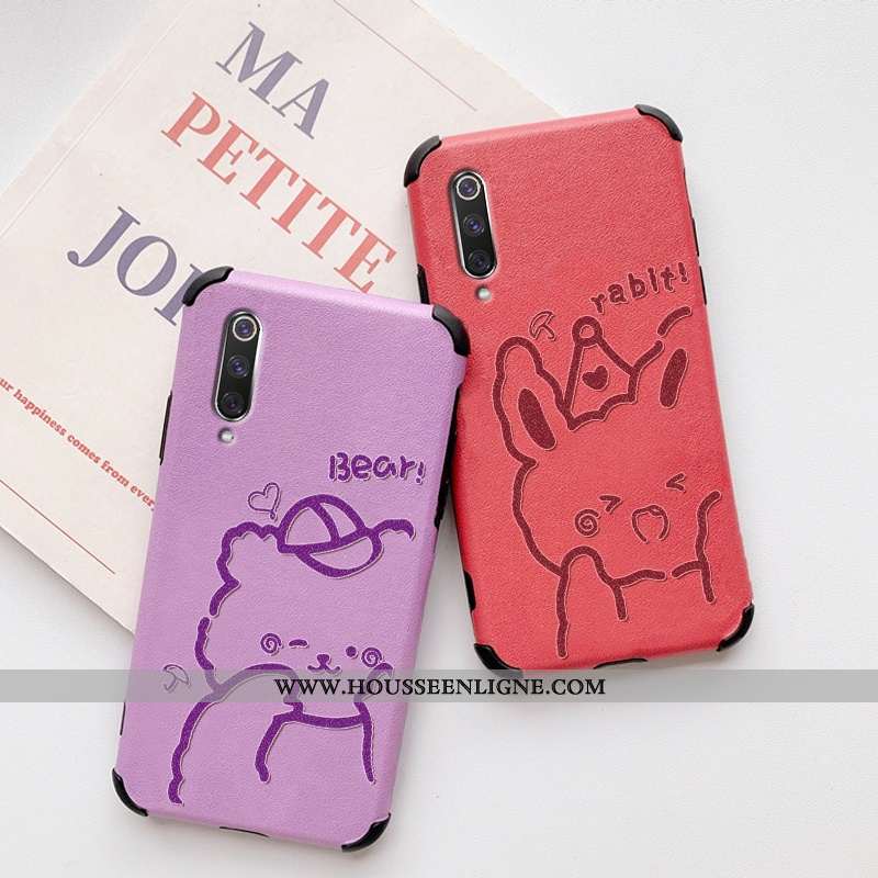 Coque Xiaomi Mi 9 Cuir Fluide Doux Transparent Légère Silicone Créatif Protection Violet